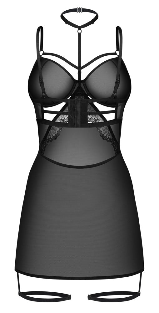 OBS Chemise Obsessive 2XL/3XL - Camisón Sensual en Powernet Negro