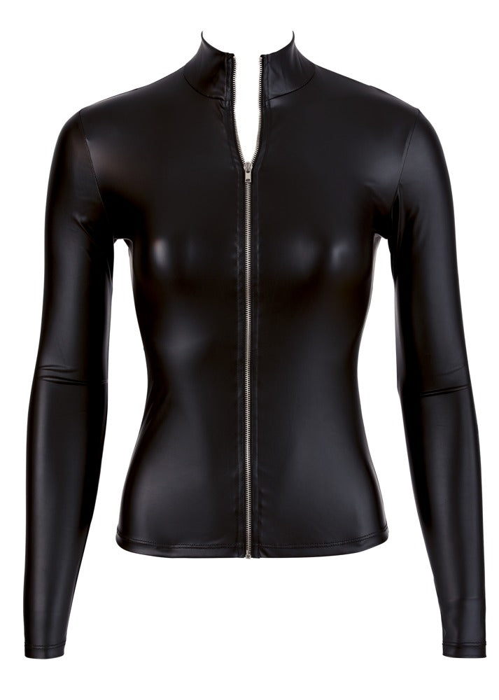Long Sleeve Top Zip L - Top Negro Ajustado Cottelli PARTY