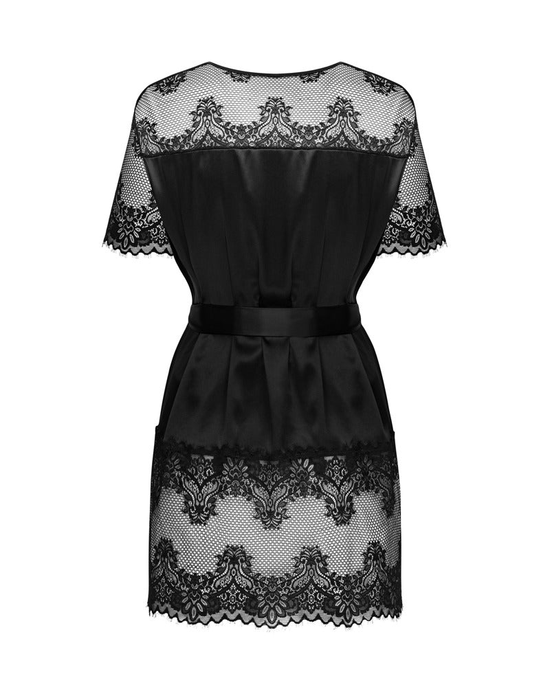 OBS Robe XS/S - Kimono Satén Negro Obsessive