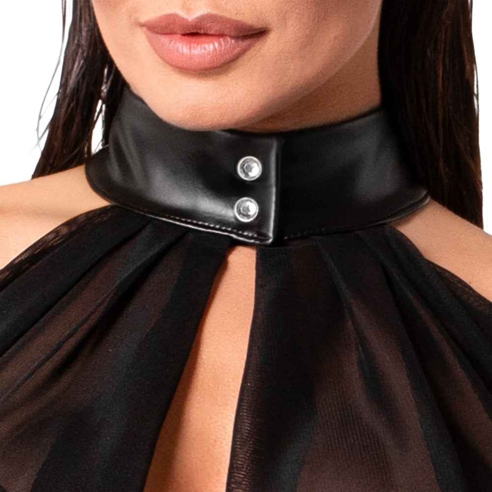 Noir Bolero Tulle S - Body Transparente de Tul Negro