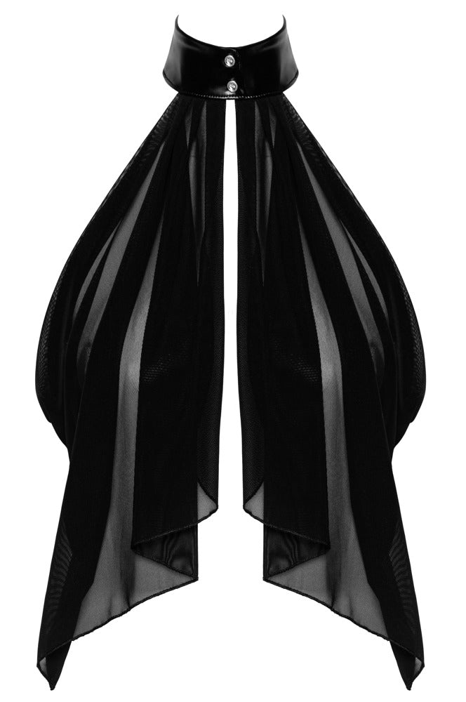 Noir Bolero Tulle M - Top Transparente de Tul Negro