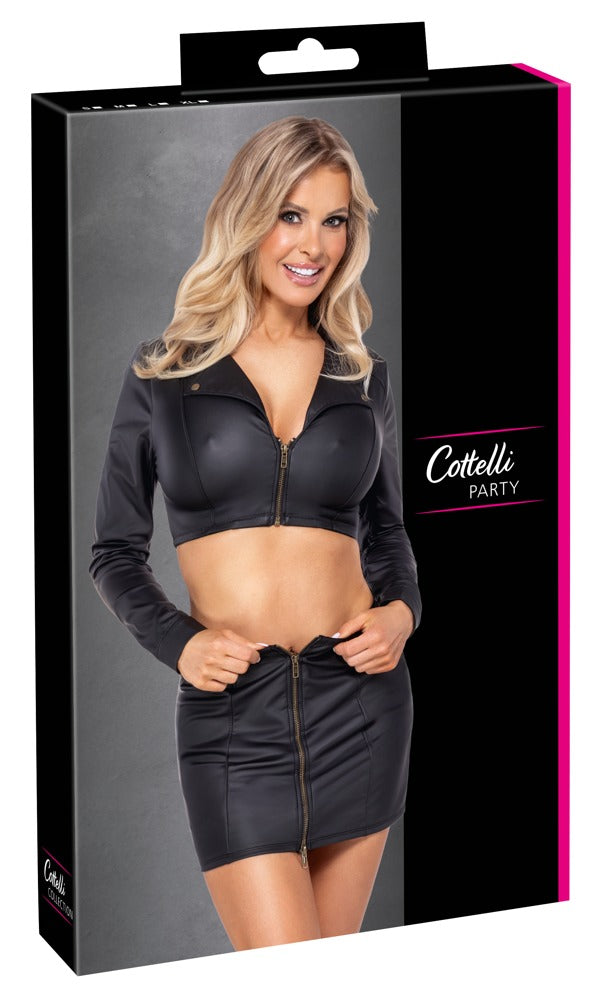 Top and Skirt Black L - Conjunto Clubwear Cottelli PARTY
