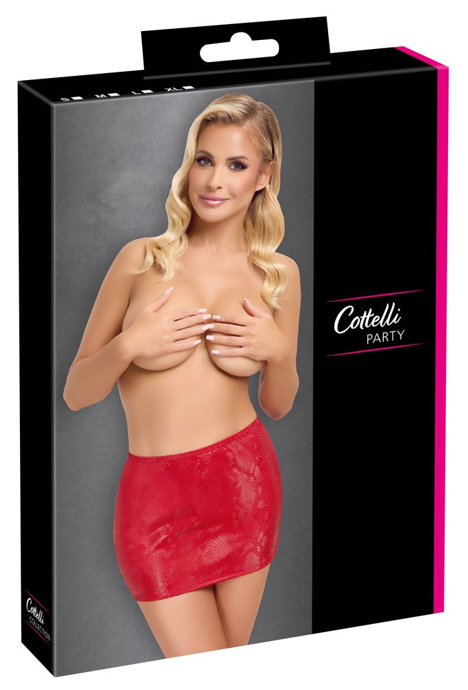 Mini Falda Roja XL Cottelli PARTY - Diseño Piel de Serpiente