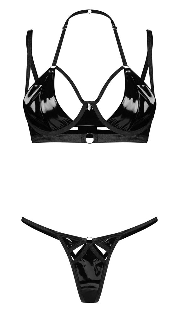 Set Sujetador y Tanga OBS BH+Thong S/M Obsessive Vinilo Negro