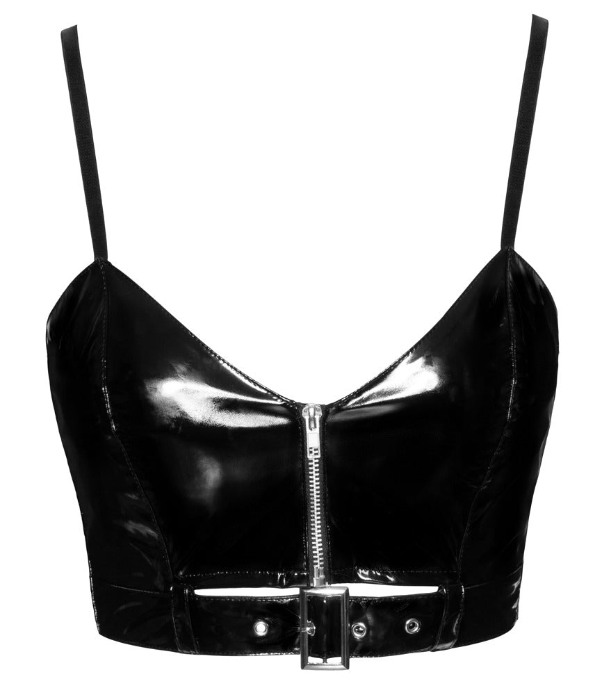 Vinyl Top Buckle S - Top Charol Negro con Hebilla Black Level