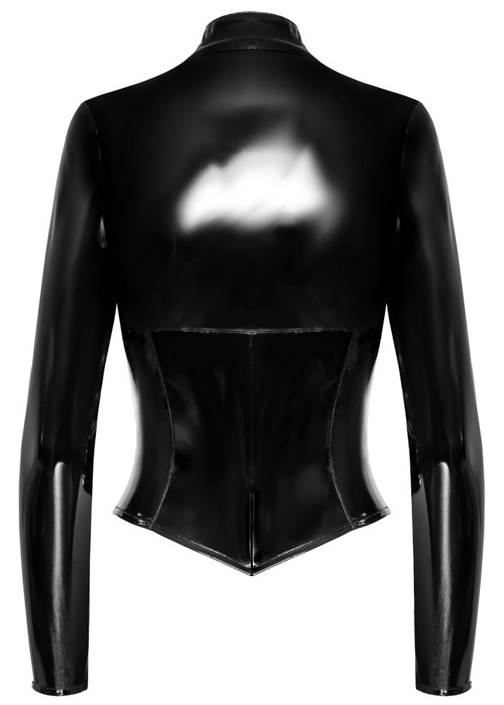 Chaqueta Vinilo Black Level con Cremalleras Decorativas - Talla L