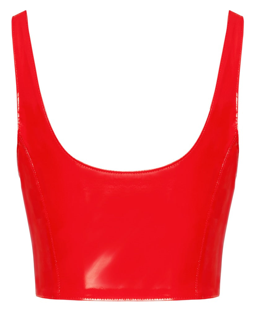 Top Vinyl Rojo Brillante con Cremallera Frontal - Black Level