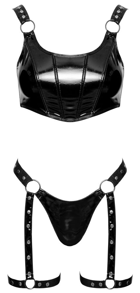Vinyl Top and Thong XL - Conjunto de Vinilo Negro Black Level
