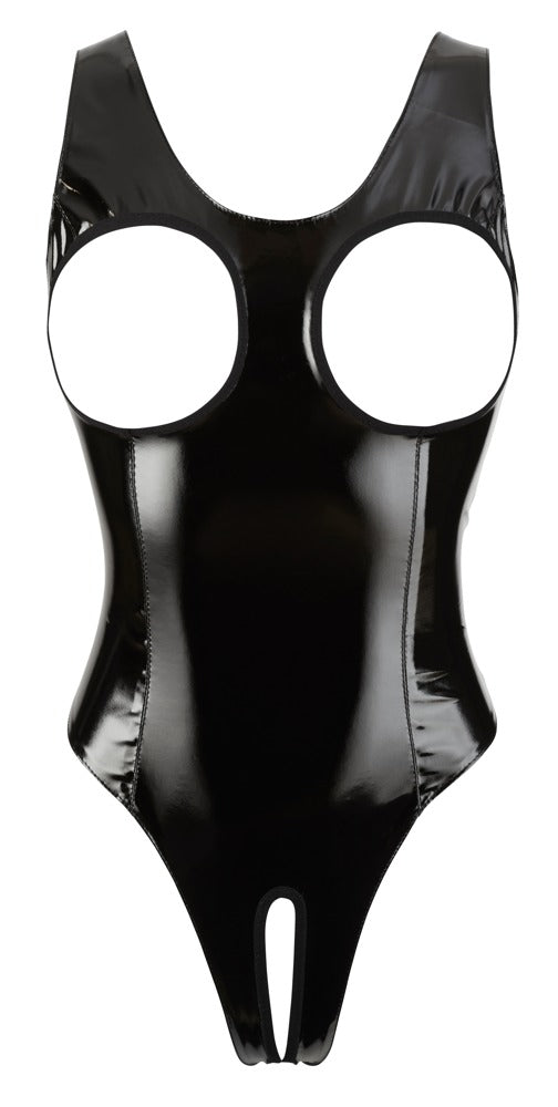 Body Vinilo Open Cup XL Black Level - Diseño Provocativo con Cremallera