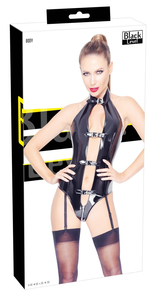 Body de Vinilo Negro M con Hebillas Ajustables - Black Level