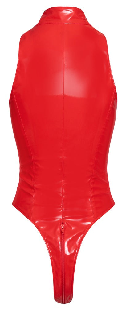 Vinyl Body Zip Red L - Traje Ceñido en Charol Rojo Brillante