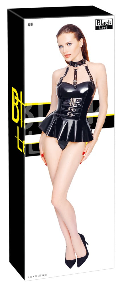 Body Vinilo con Falda Black Level - Diseño Ceñido Ajustable