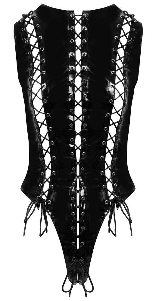 Body de Vinilo Negro con Cordones Ajustables XL - Black Level