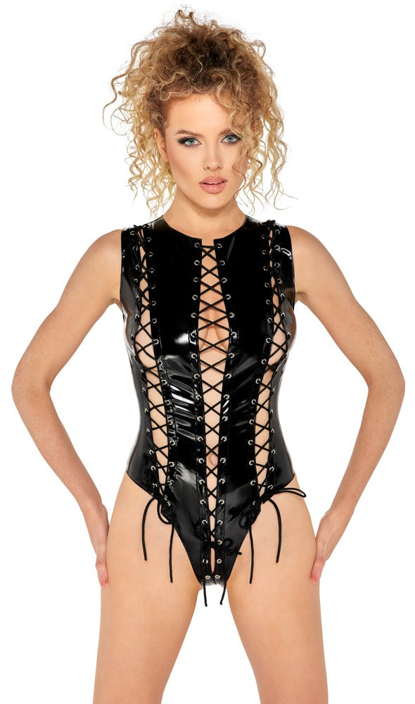 Body de Vinilo con Encaje Black Level - Talla M