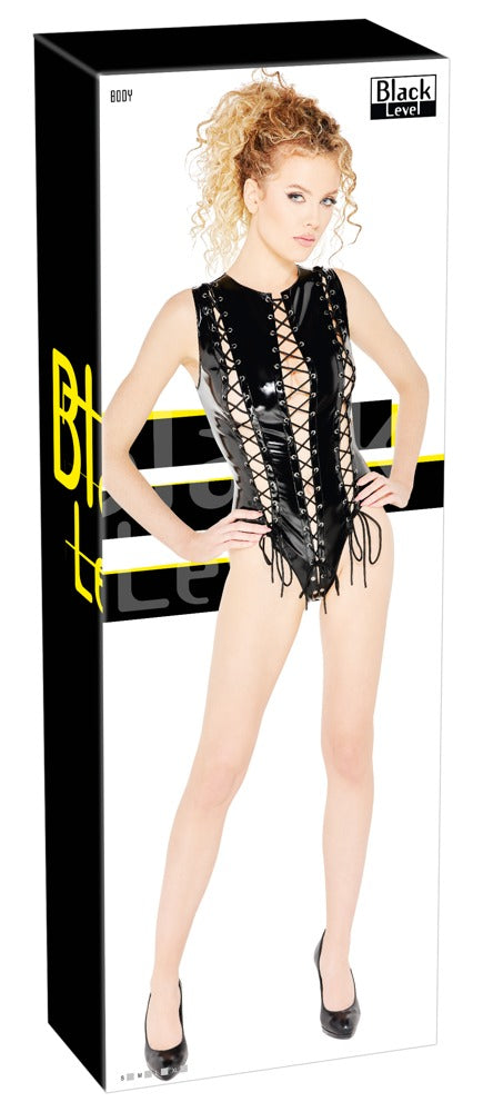 Body de Vinilo con Encaje Black Level - Talla M