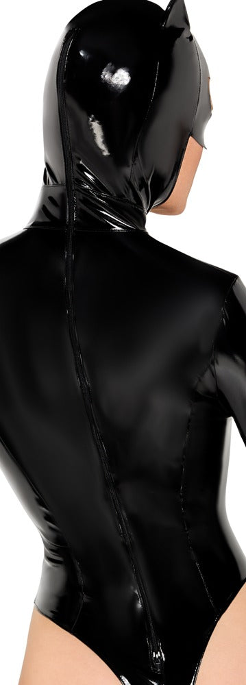 Vinyl Body Mask M - Traje Vinilo Negro con Máscara Integrada