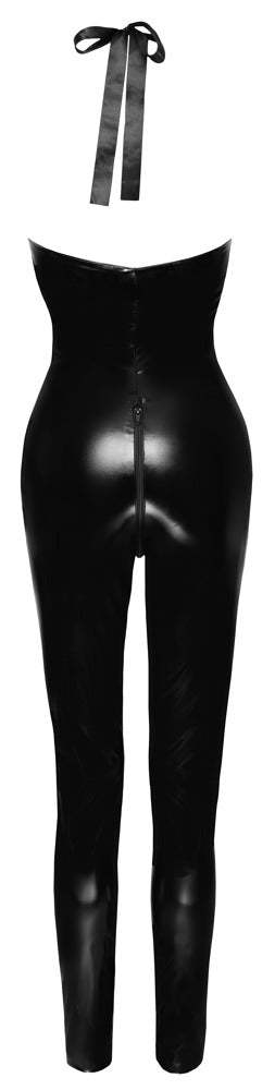 Vinyl Jumpsuit Zip S - Mono Charol Negro con Cremallera
