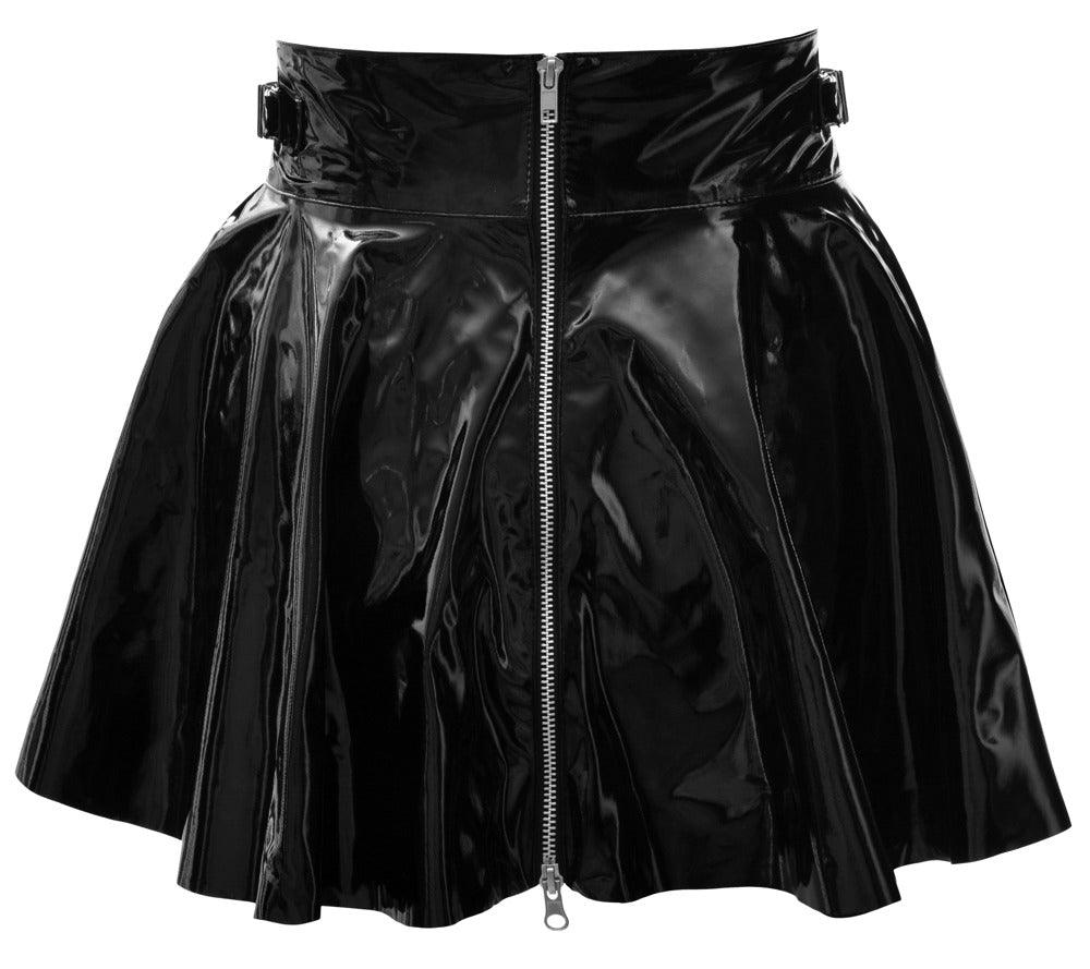 Vinyl Mini Skirt S - Falda Corta Charol Black Level