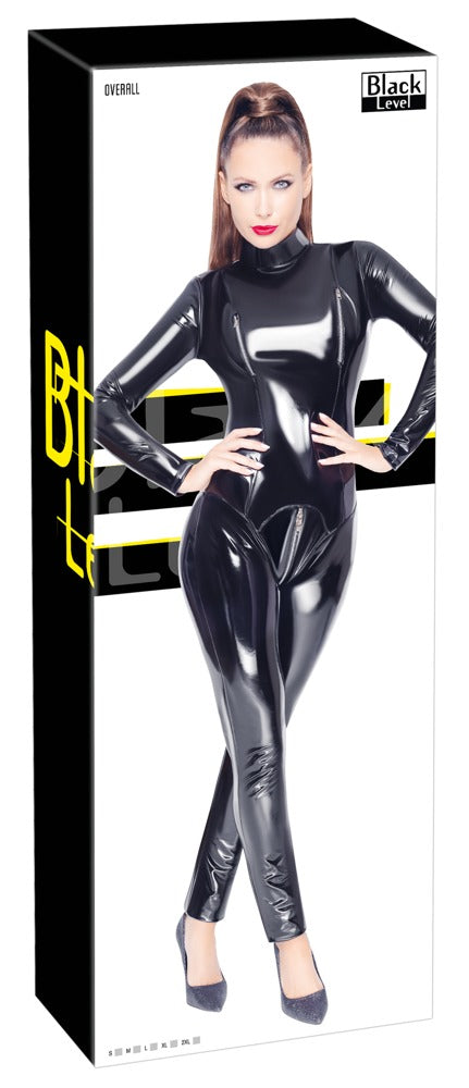 Mono de Vinilo Negro Black Level Talla L - Jumpsuit Ceñido