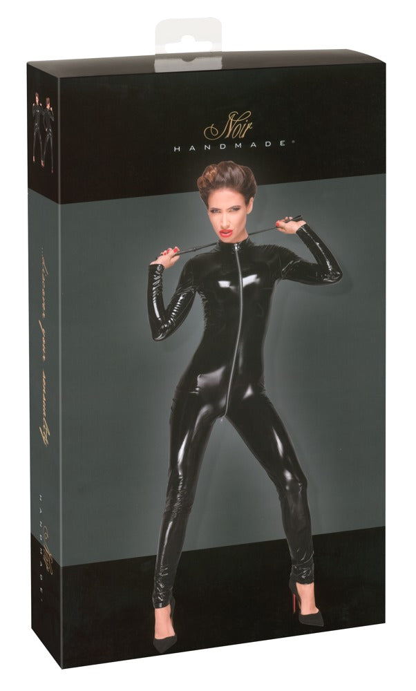 Noir Jumpsuit Zip M - Mono Fetichista con Cremalleras Metálicas
