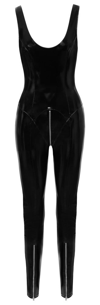 Mono Vinilo Negro XL Black Level - Jumpsuit Zip Ajustado