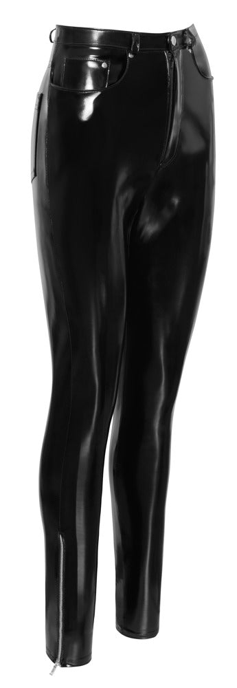 Pantalón Vinilo Negro Brillante M - Black Level 5 Bolsillos