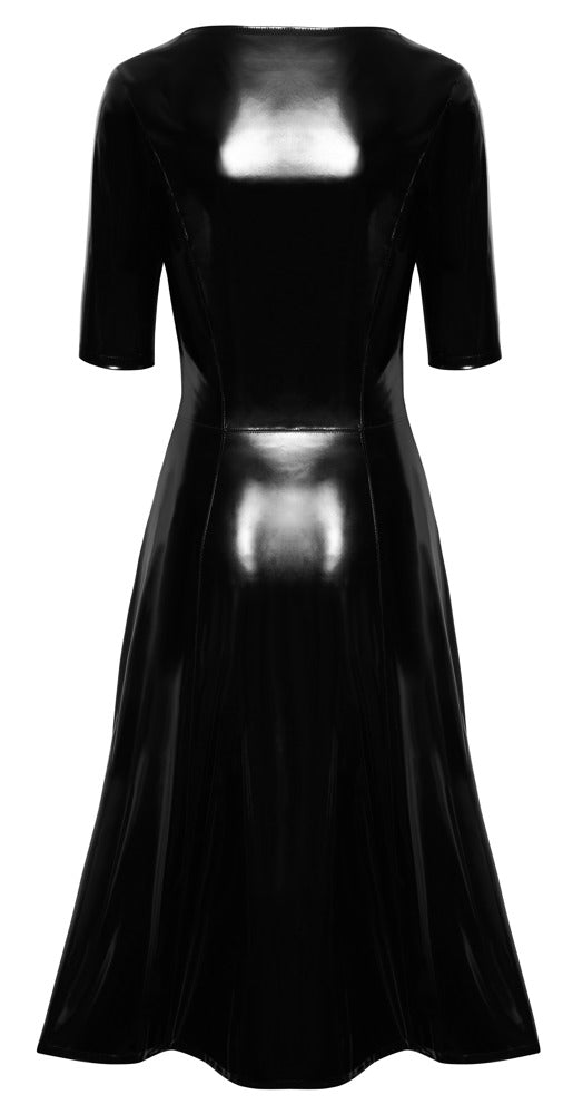 Vinyl Coat Dress M - Vestido Abrigo 2en1 Negro Brillante Black Level