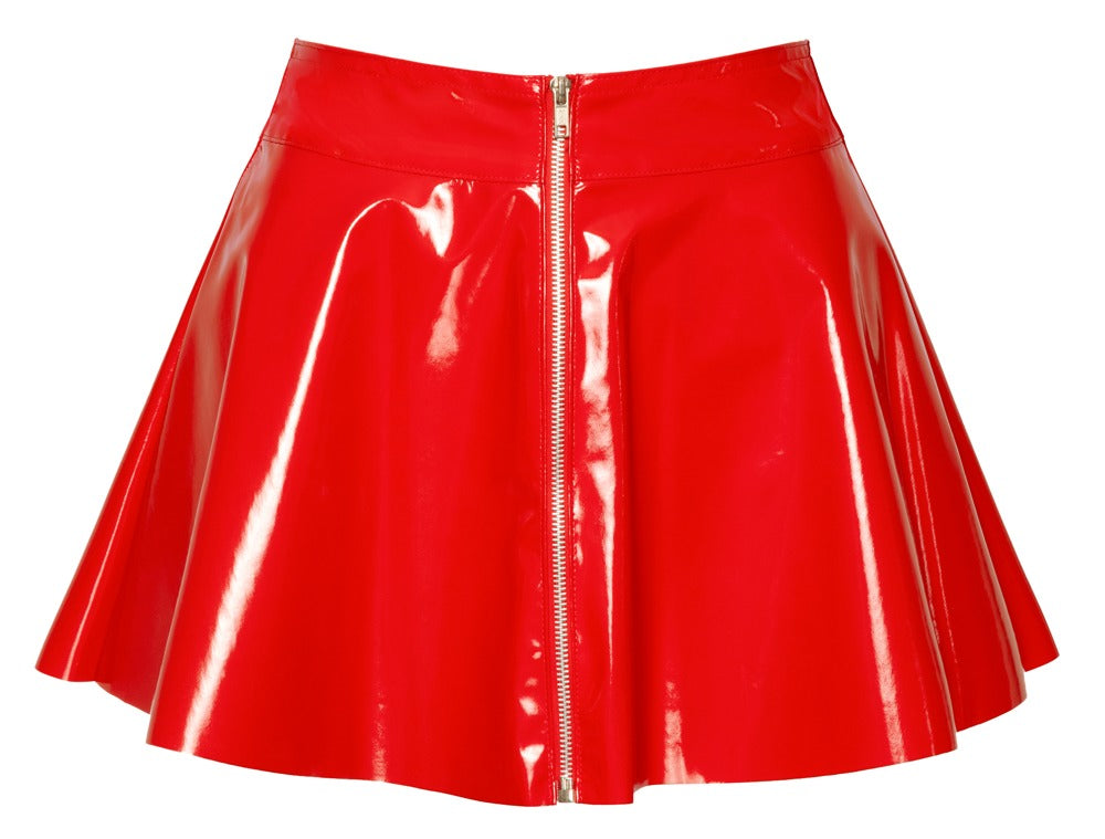 Minifalda Vinyl Red L - Black Level Charol Brillante