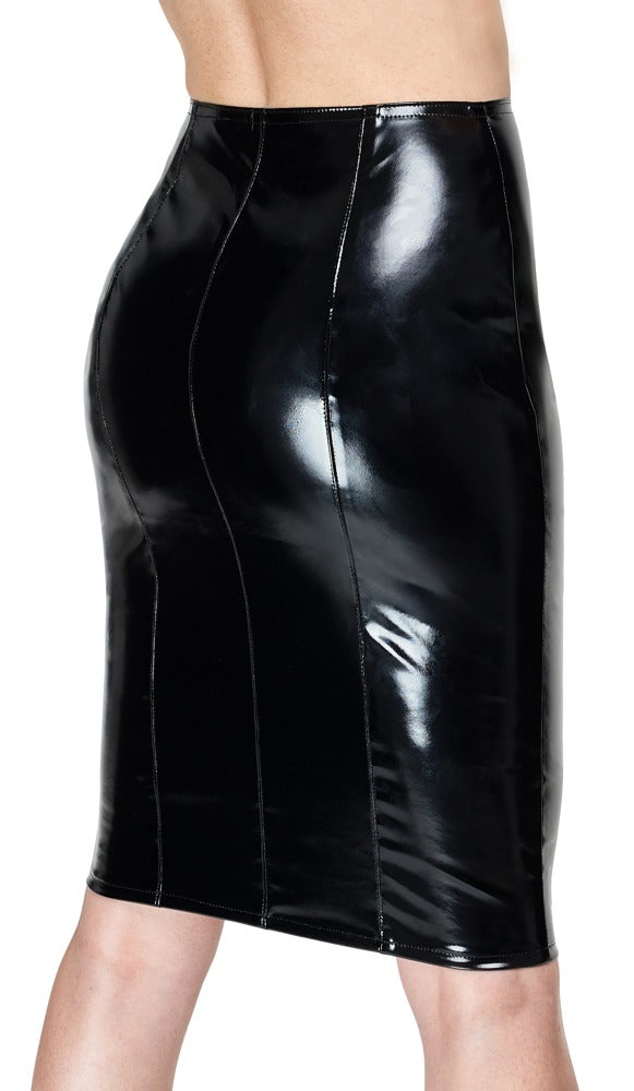 Falda Vinyl Zip Black Level - Ajustada Negra con Cremallera XL