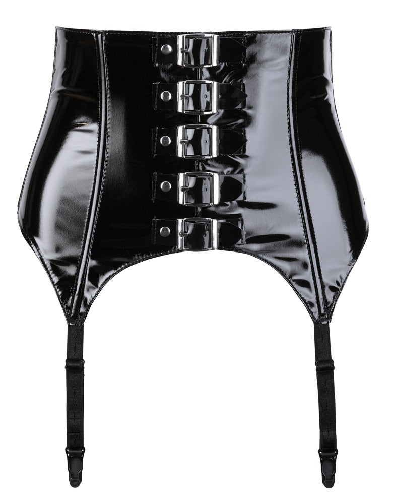 Vinyl Suspender Belt S Black Level - Liguero Charol Negro Brillante