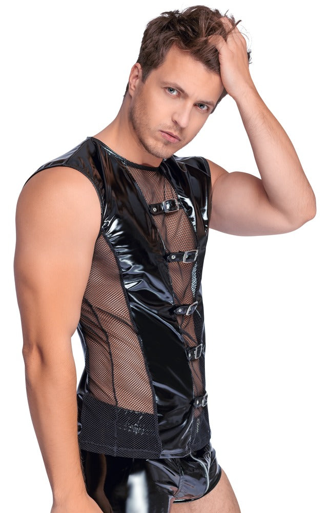 Vinyl M. Shirt 2XL - Camisa sin mangas de charol elástico Black Level