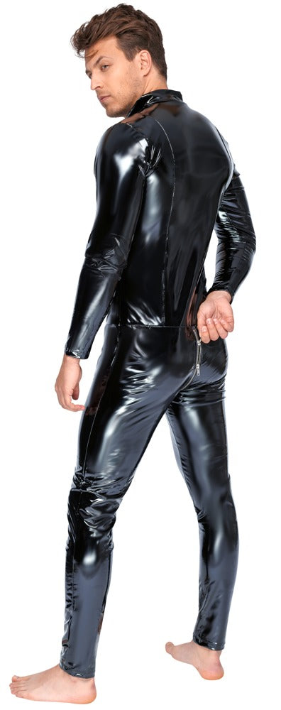 Vinyl Jumpsuit 2XL Black Level - Mono Elástico de Laca con Cremallera