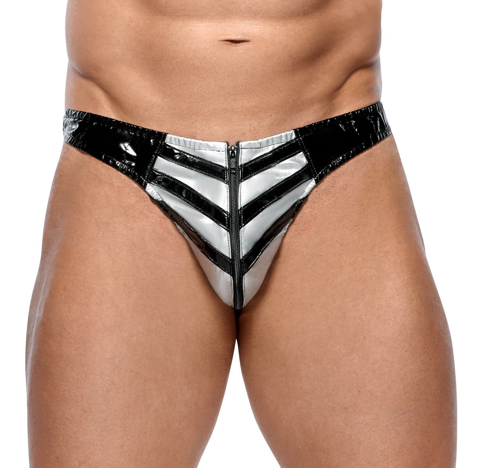 Black Level Vinyl Briefs Men XL - Braguitas de Vinilo Brillante con Rayas