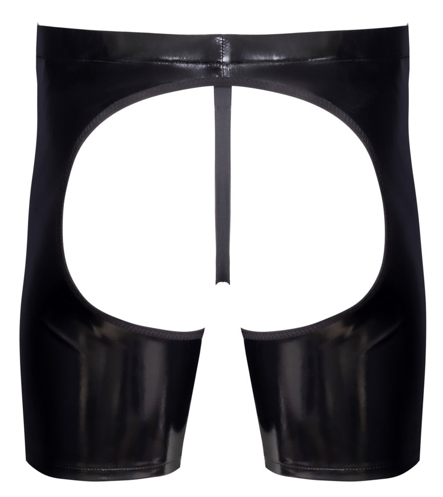 Men's Vinyl Chaps M - Polainas Negras Brillantes con Tanga