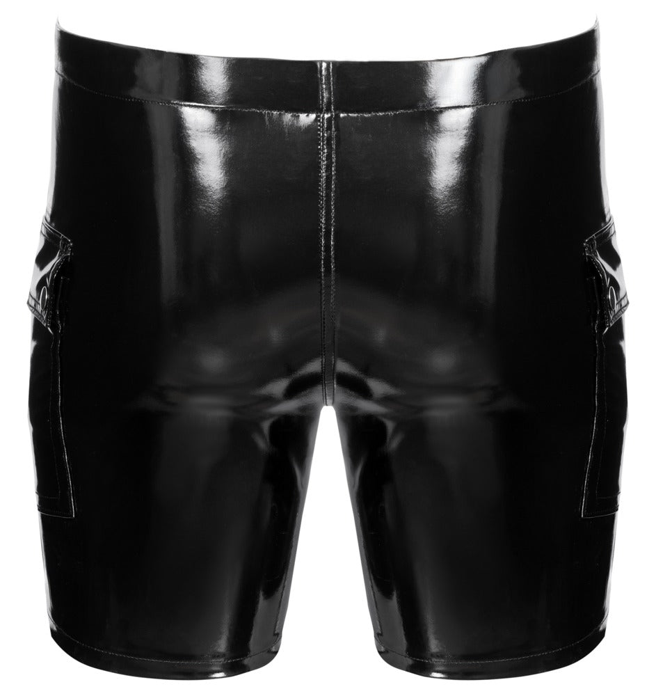 Pantalón Corto Vinilo Negro Black Level Talla L - Brillo y Comodidad