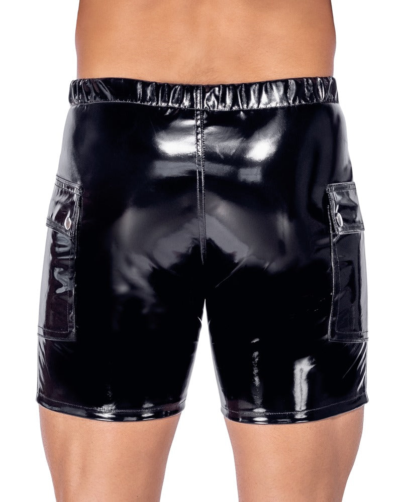 Pantalón Corto Vinilo Negro Brillante Black Level 2XL - Diseño Elástico
