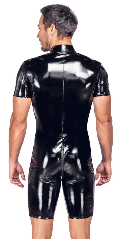Men's Short Vinyl Playsuit S - Black Level Mono Vinilo Brillante