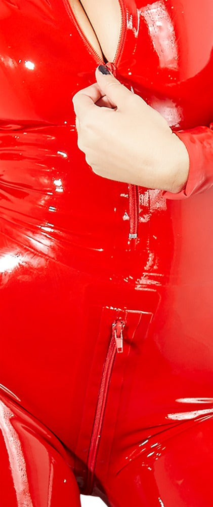 Latex Catsuit Rojo L - Late X | Traje Ajustado de Látex Natural
