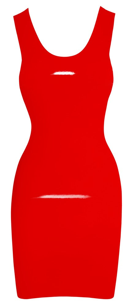 Vestido Latex Rojo L - Late X | Mini Dress Brillante sin Mangas