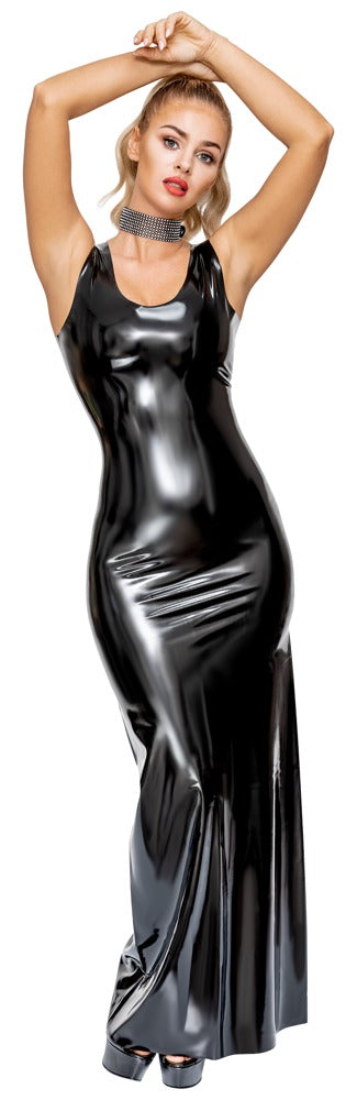 Latex Dress Long L - Vestido Maxi de Látex Natural Negro