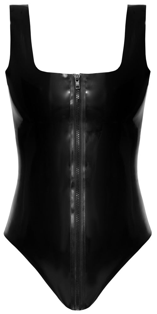 Latex Body Zip S - Body de Látex Negro con Cremallera Bidireccional