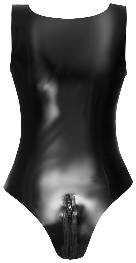 Latex Body Zip M - Body de Látex Negro con Cremallera Bidireccional