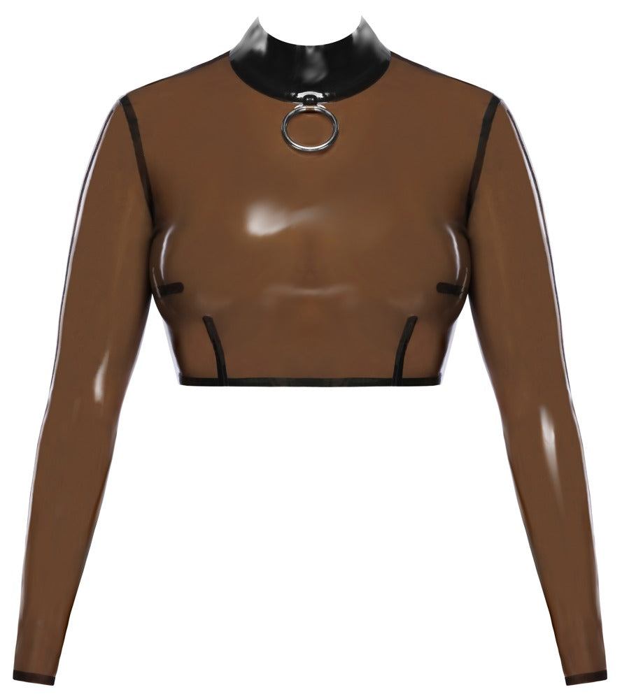 Camisa de Látex Transparente XL - Manga Larga con Cremallera Dorsal