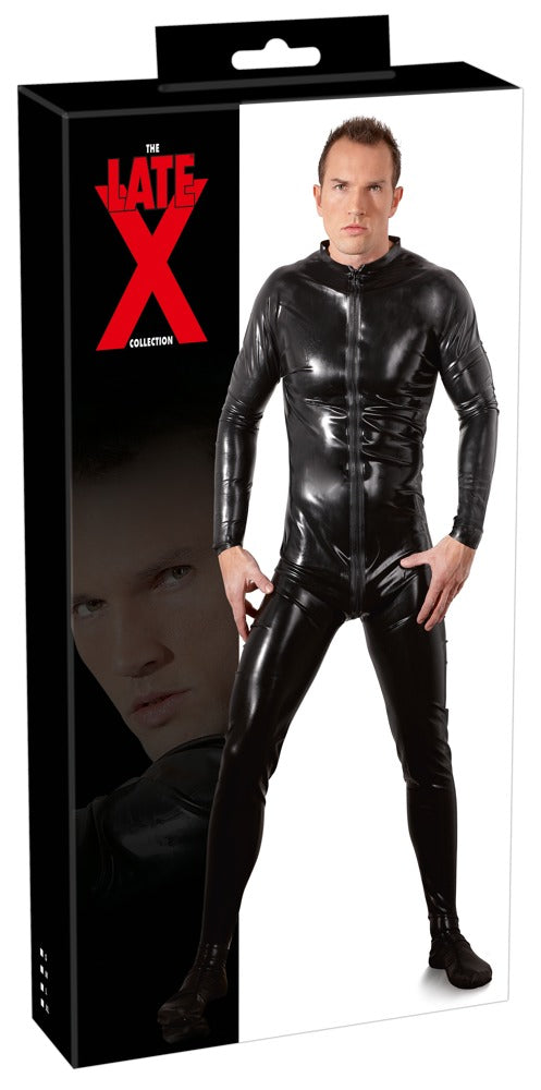 Late X Men's Latex Jumpsuit S - Mono Ajustado de Látex Natural