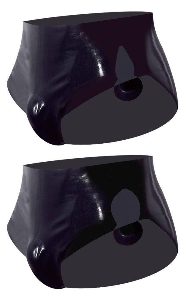 Calzoncillos de Látex para Hombre con Plug Anal Inflable M