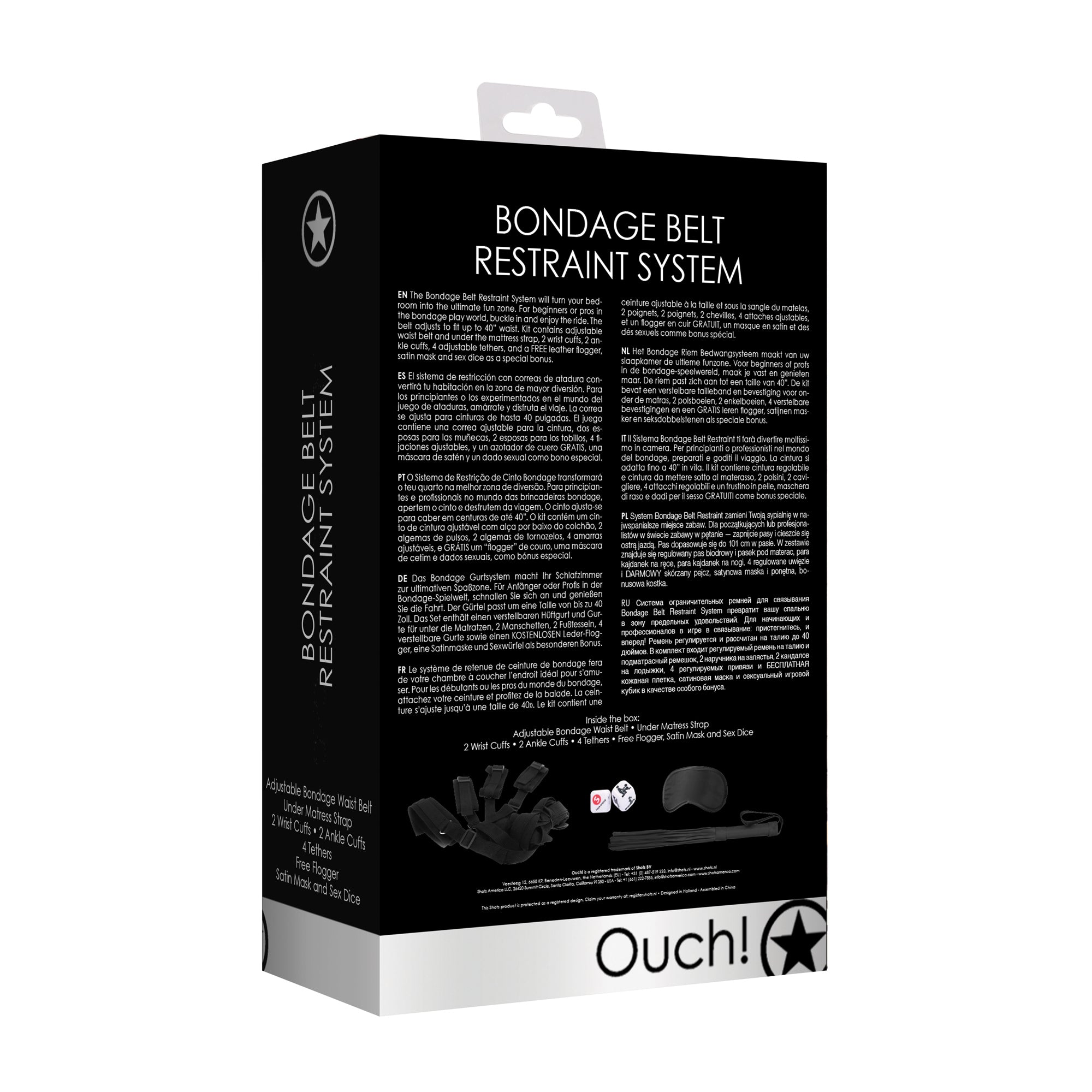 KIT DE RESTRICCIÓN BONDAGE BELT RESTRAINT SYSTEM OUCH! NEGRO