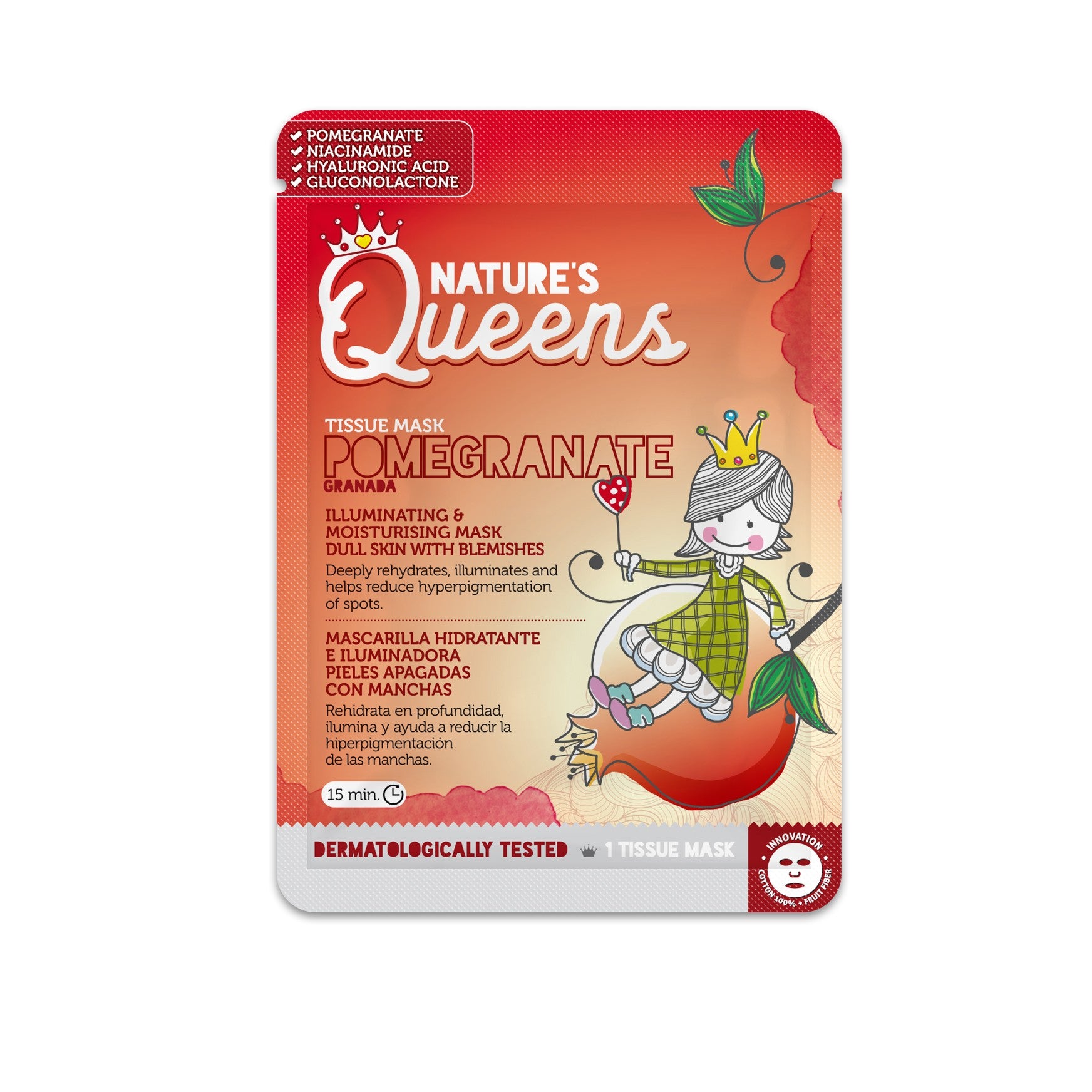 MASCARILLA DE TEJIDO FACIAL ILUMINADORA NATURE?S QUEENS GRANADA 25ML