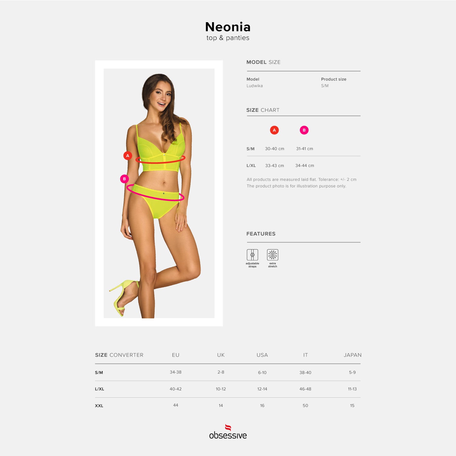 Neonia Set de 2 Piezas con Cremallera Amarillo Neón