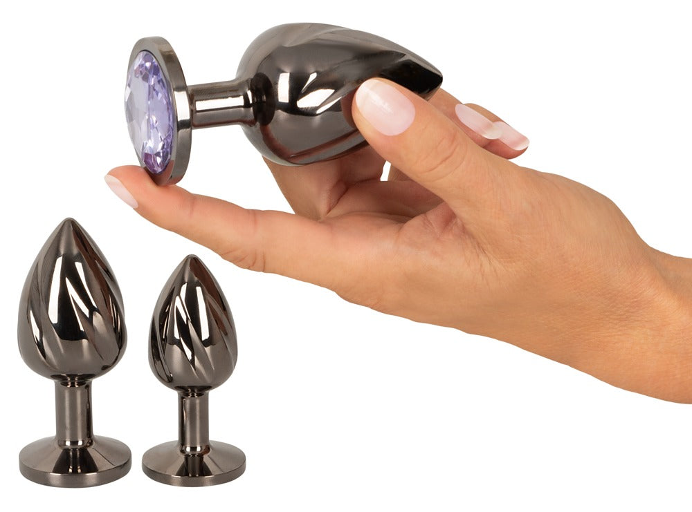 Set de 3 Plugs Anales Metal ANOS Diamo con Diamantes