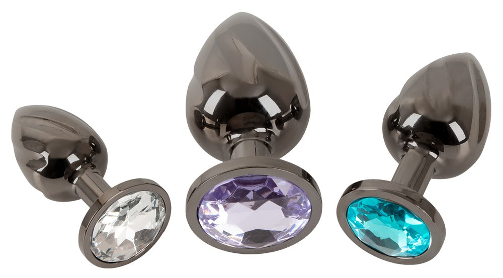 Set de 3 Plugs Anales Metal ANOS Diamo con Diamantes